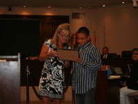 Roberto Garcia accepting his First Place award. Roberto is a 6th grader attending Shiloh School.