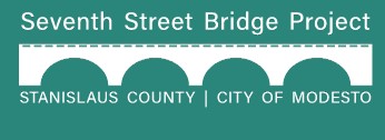 White bridge on a green background indicating a link to the 7th Street Bridge Project